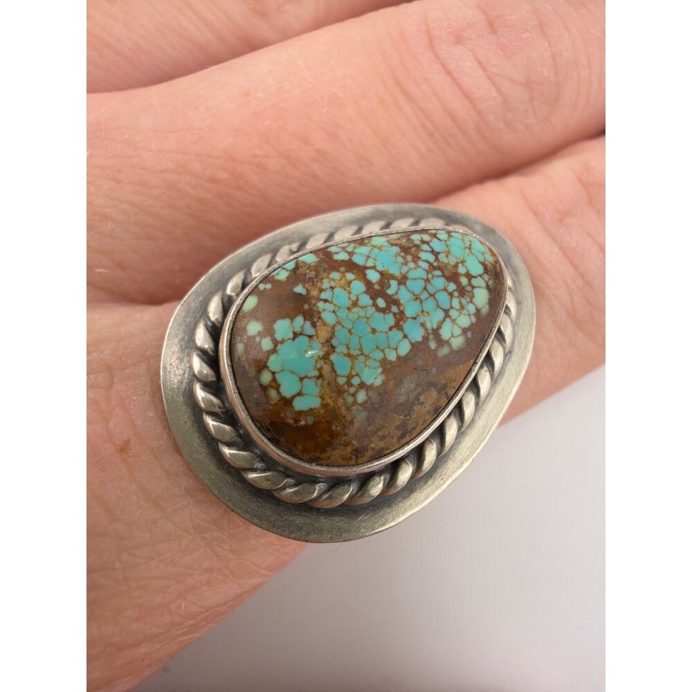 Handcrafted American Turquoise Raegan Hough 925 Sterling Silver Ring Size 5.5 - Picture 6 of 7